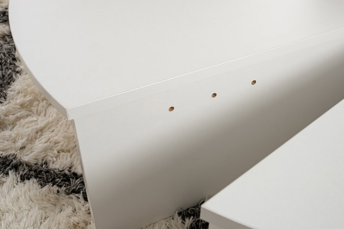 Nordure Mesa de Centro Orion - Blanca, Mesa Grande 90x30x60 cm, Mesa Pequeña 85x35x30 cm